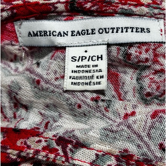 American Eagle Outfitters Red Boho High Neck Shift Dress Pockets Coastal Cowgirl - Picture 9 of 9